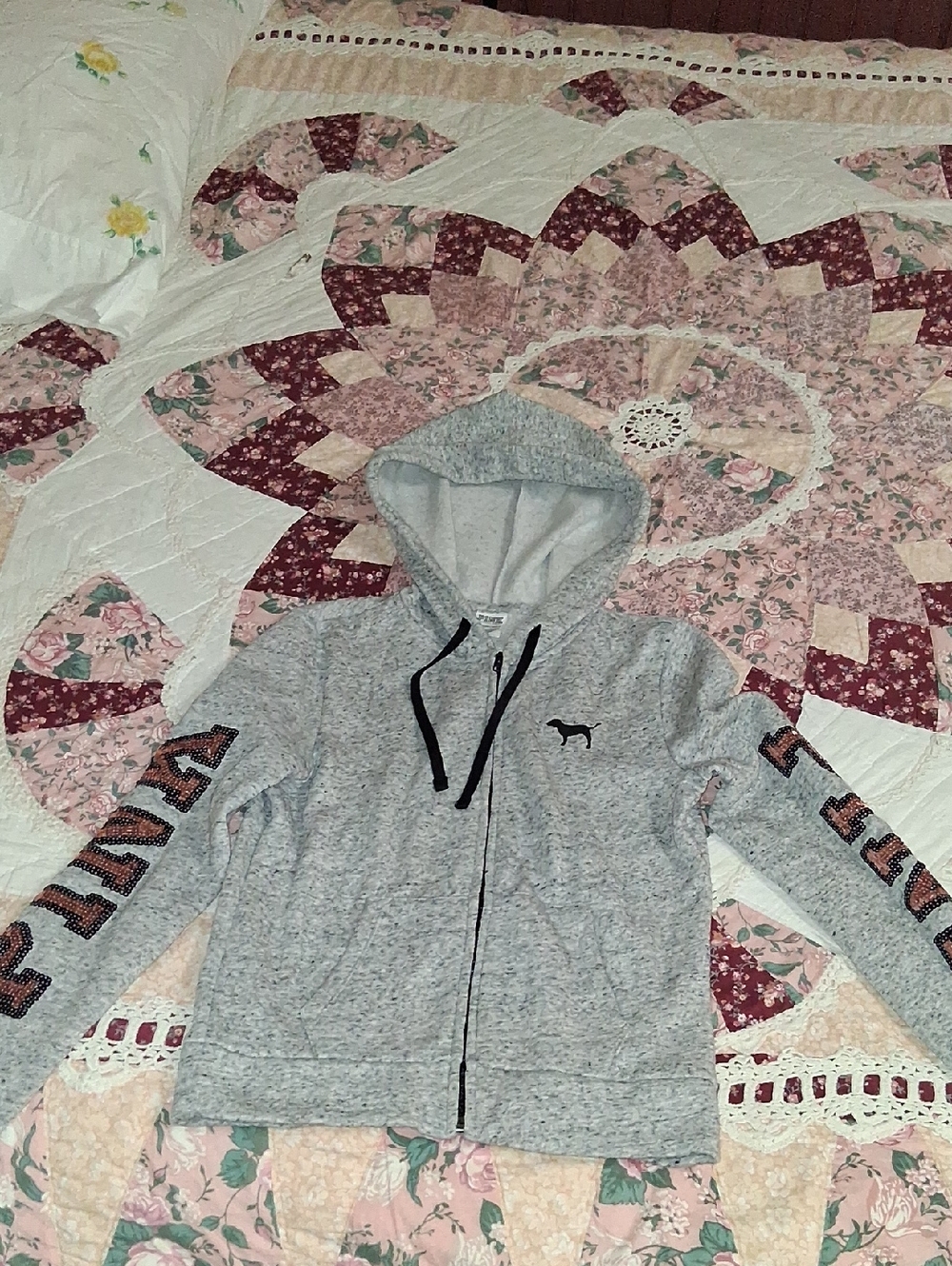 PINK Victoria's Secret Light Gray Hooded Zip Jacket